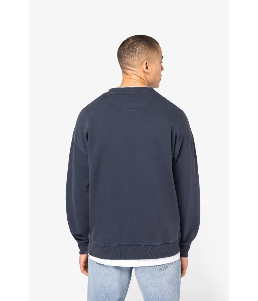 Sweat-shirt écoresponsable à col rond délavé oversize unisexe