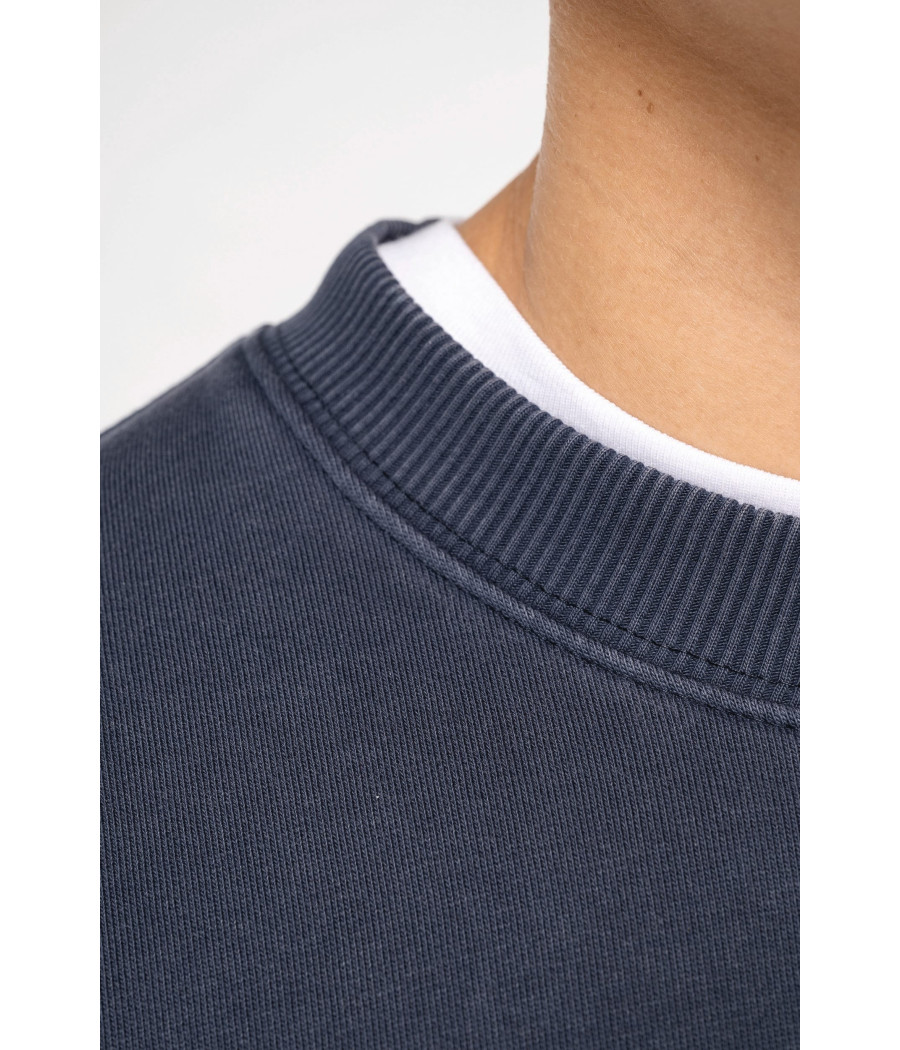 Sweat-shirt écoresponsable à col rond délavé oversize unisexe