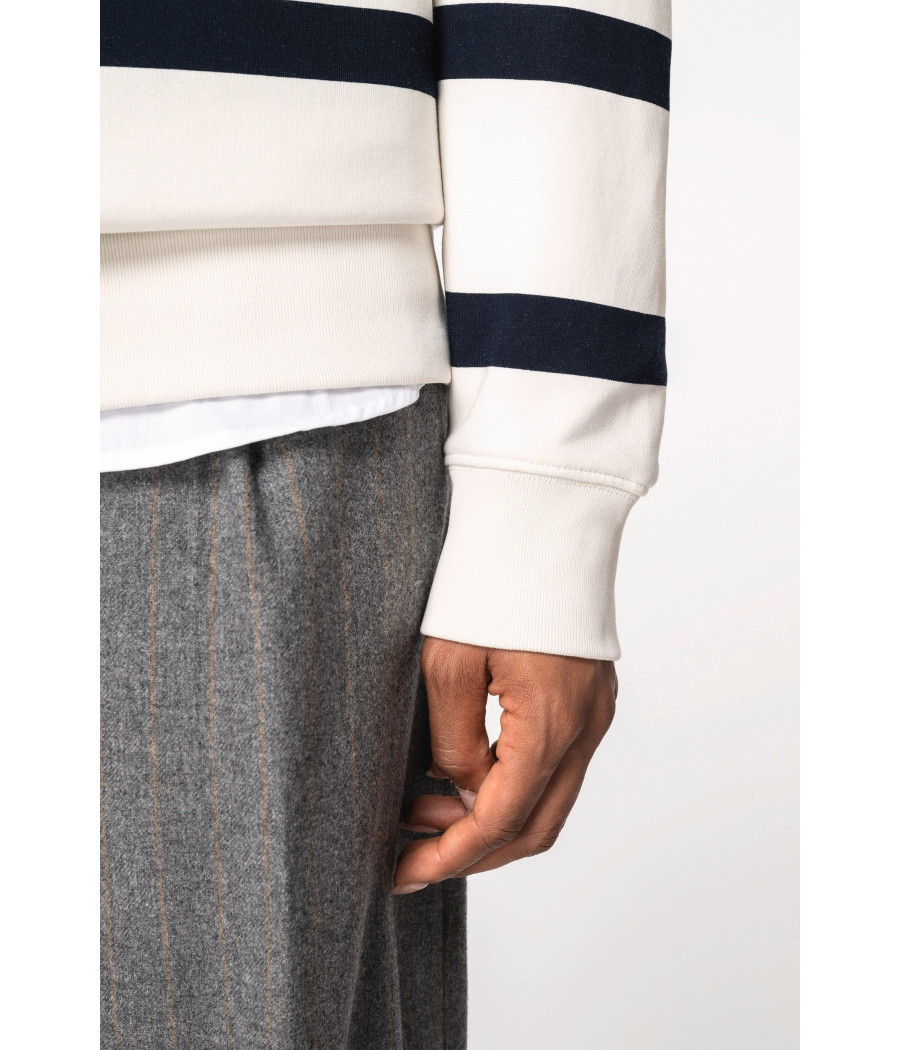 Sweat-shirt écoresponsable à col rond à rayures et épaules tombantes unisexe