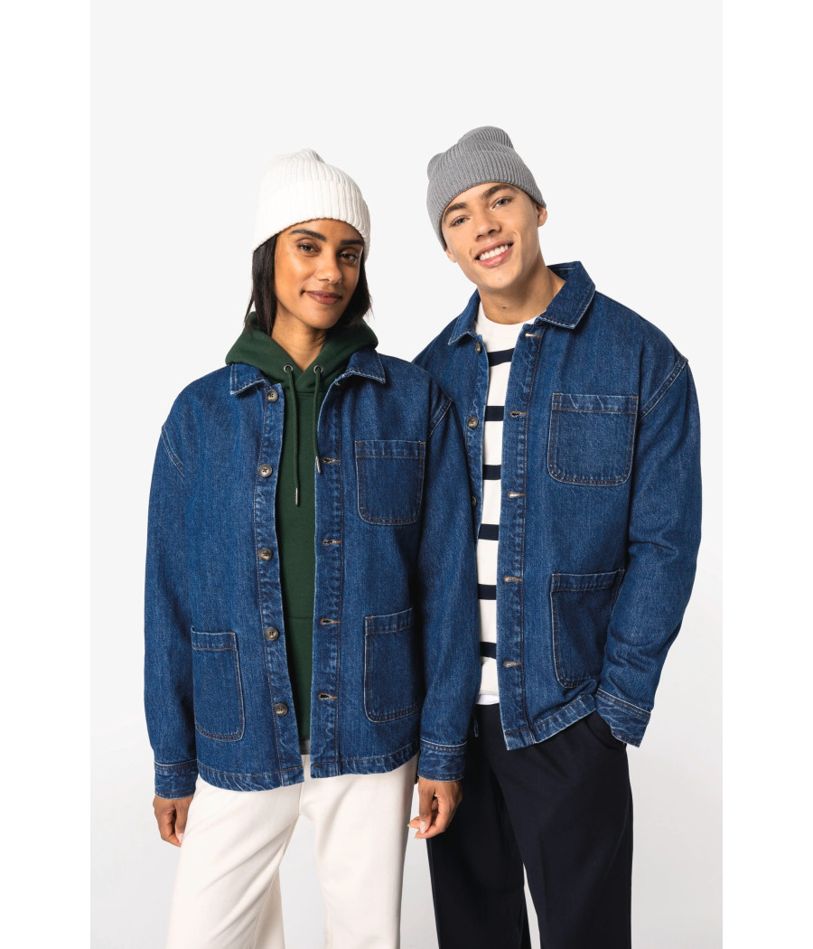 Veste en jean écoresponsable à épaules tombantes unisexe