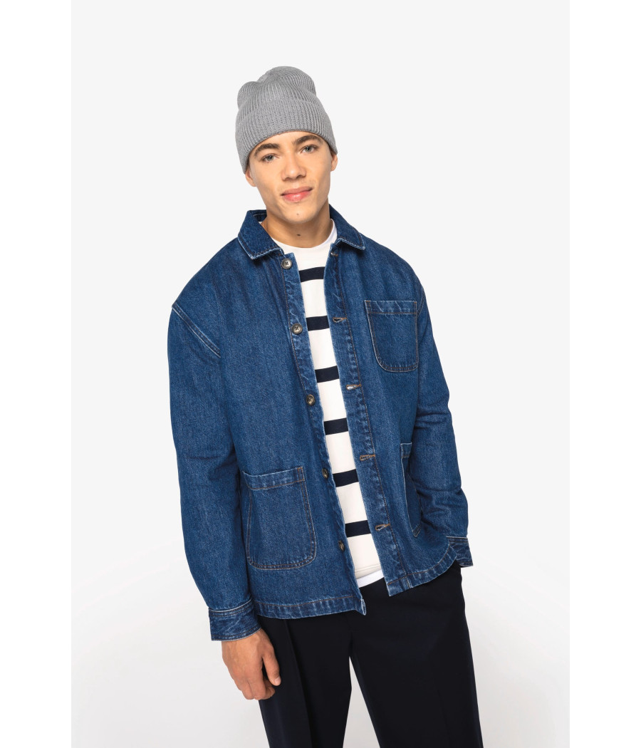 Veste en jean écoresponsable à épaules tombantes unisexe