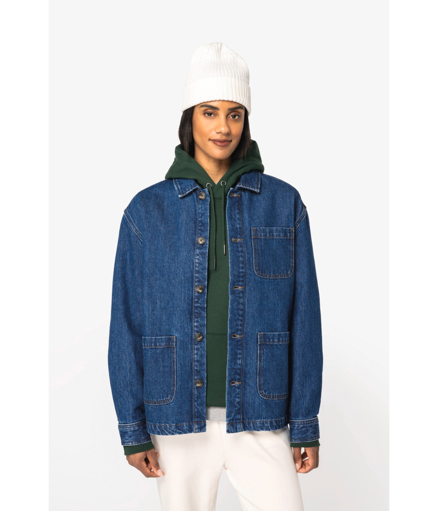 Veste en jean écoresponsable à épaules tombantes unisexe