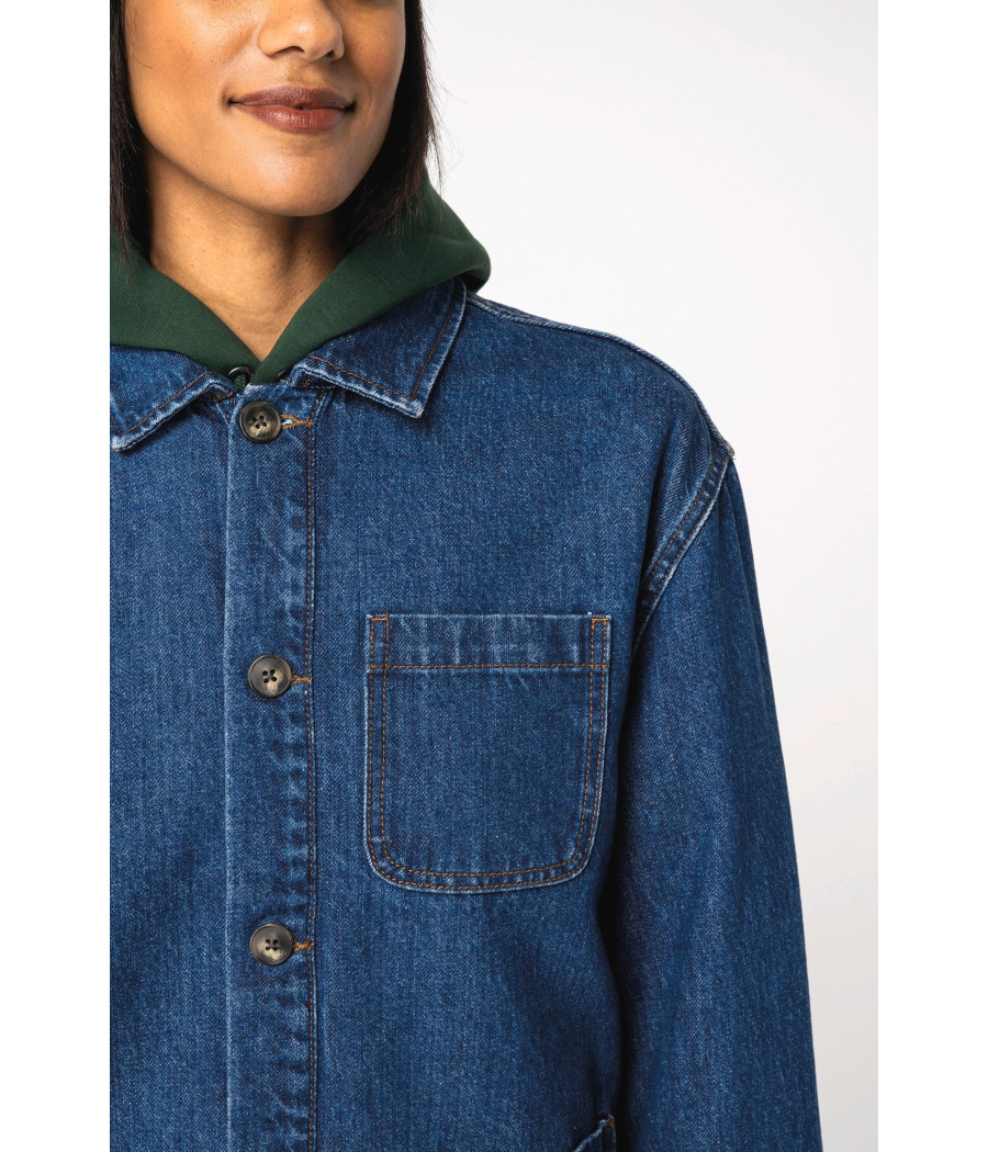 Veste en jean écoresponsable à épaules tombantes unisexe