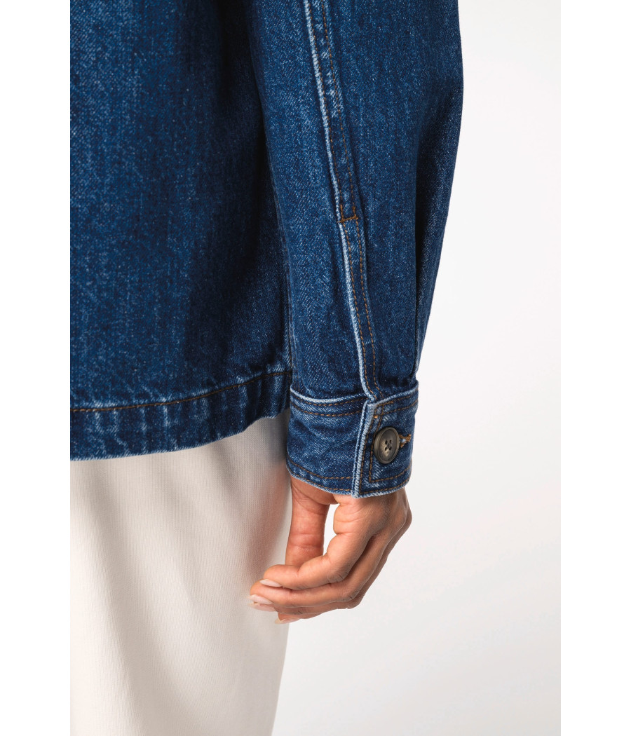 Veste en jean écoresponsable à épaules tombantes unisexe