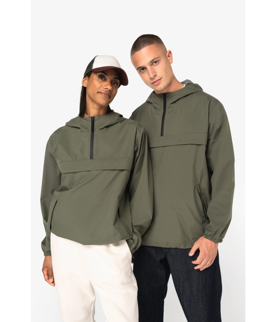 Veste coupe-vent imperméable écoresponsable quart zip unisexe