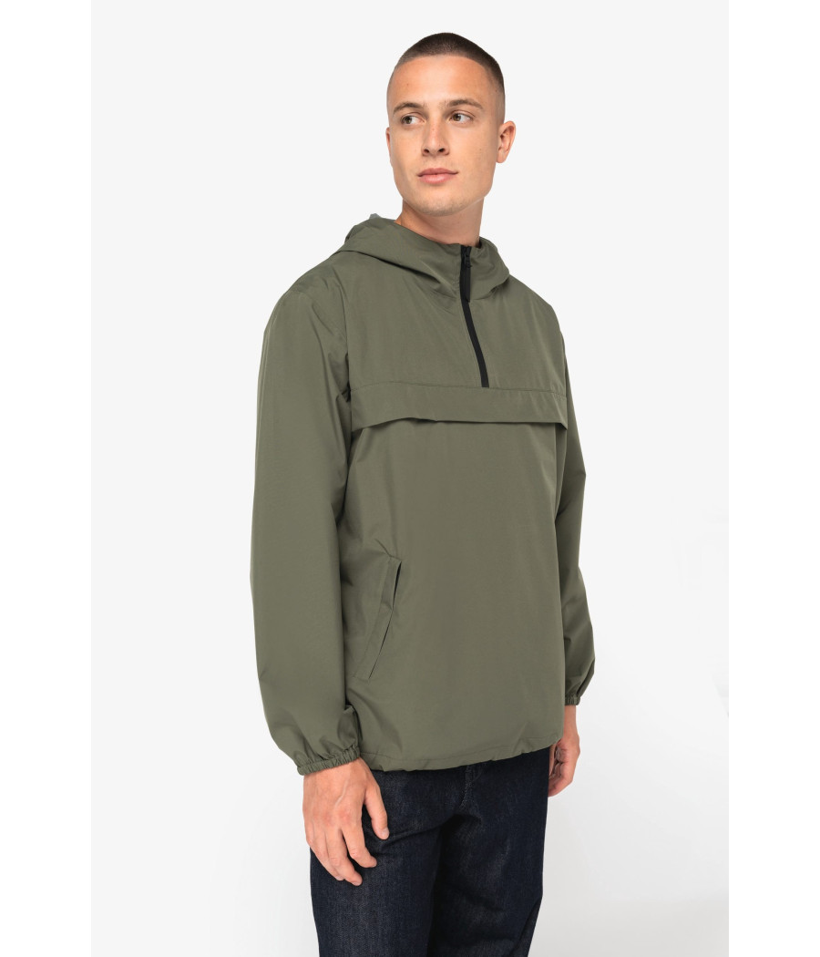 Veste coupe-vent imperméable écoresponsable quart zip unisexe
