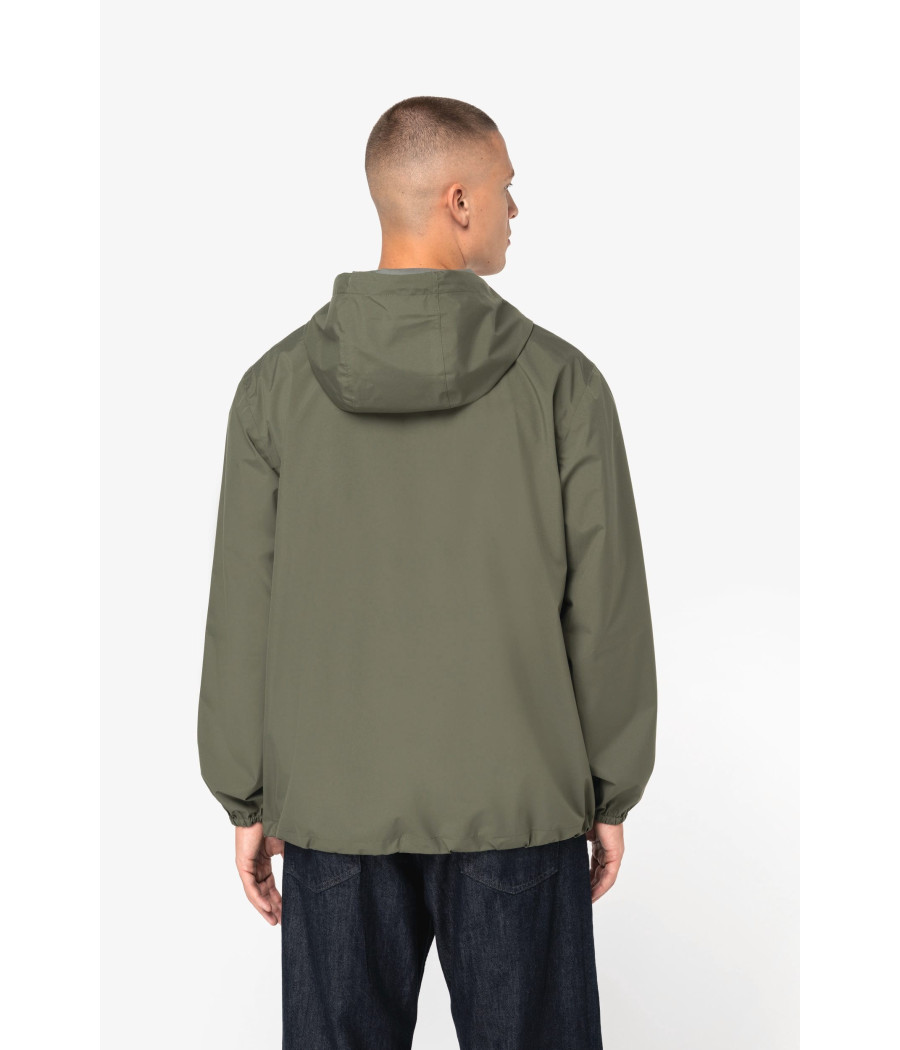 Veste coupe-vent imperméable écoresponsable quart zip unisexe