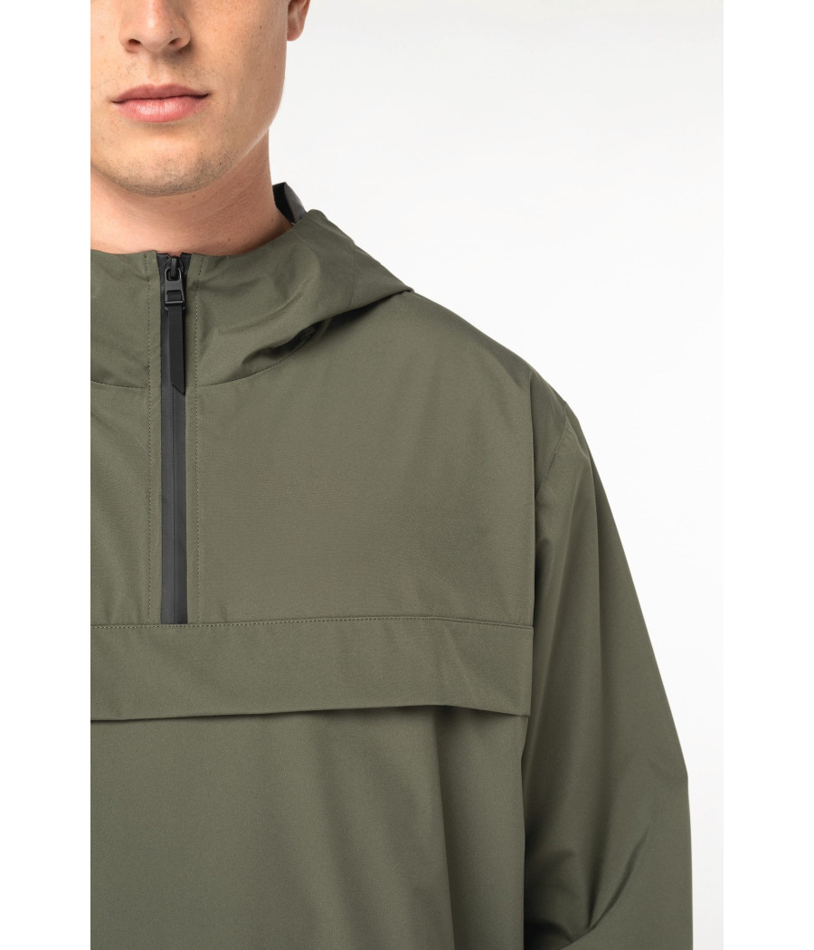 Veste coupe-vent imperméable écoresponsable quart zip unisexe