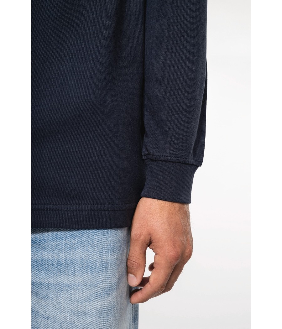 Polo piqué manches longues homme