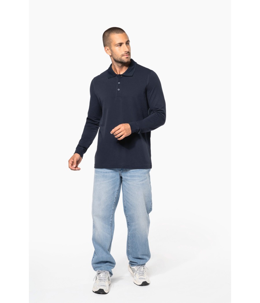 Polo piqué manches longues homme