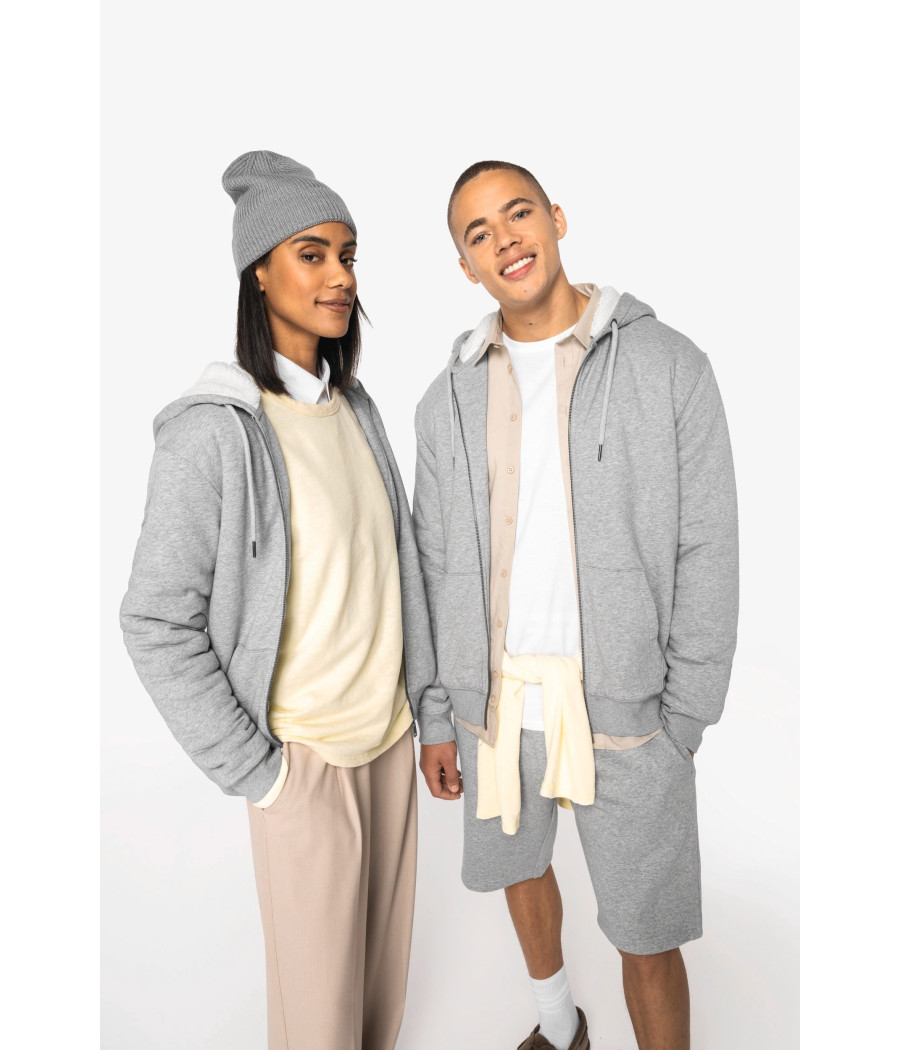 Sweat-shirt écoresponsable zippé doublé en sherpa unisexe