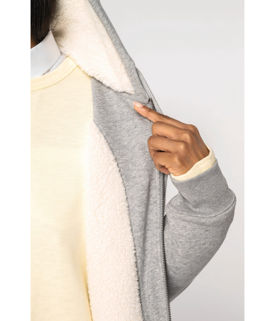 Sweat-shirt écoresponsable zippé doublé en sherpa unisexe