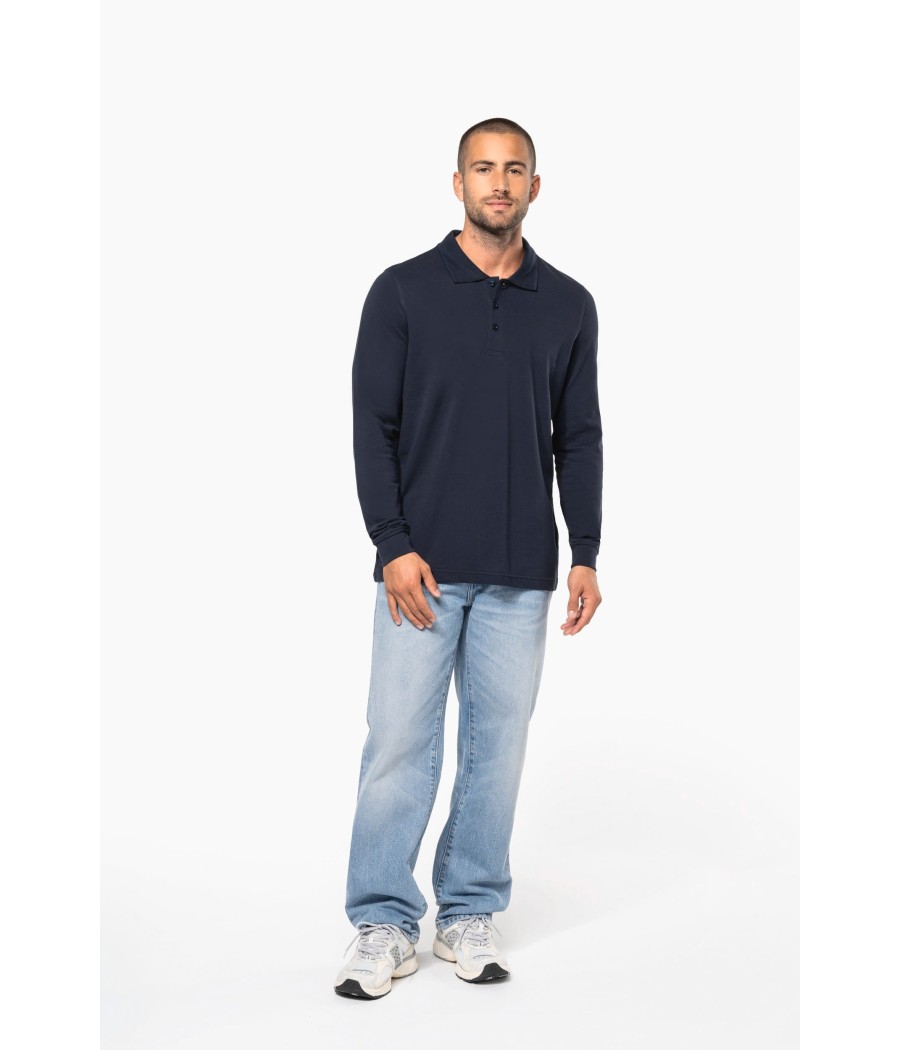 Polo piqué manches longues homme
