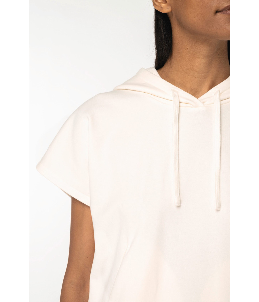 Sweat-shirt écoresponsable à capuche oversize sans manches French Terry femme