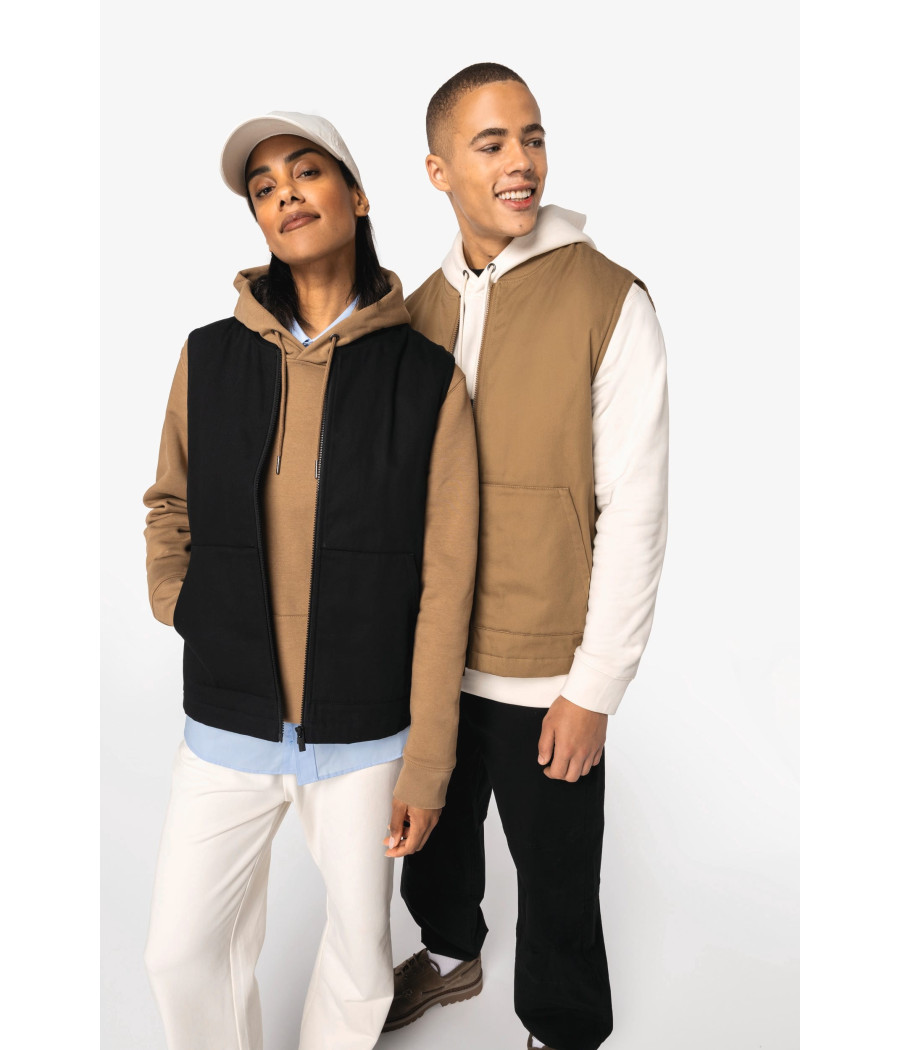 Bodywarmer rembourré en sergé écoresponsable à col teddy unisexe