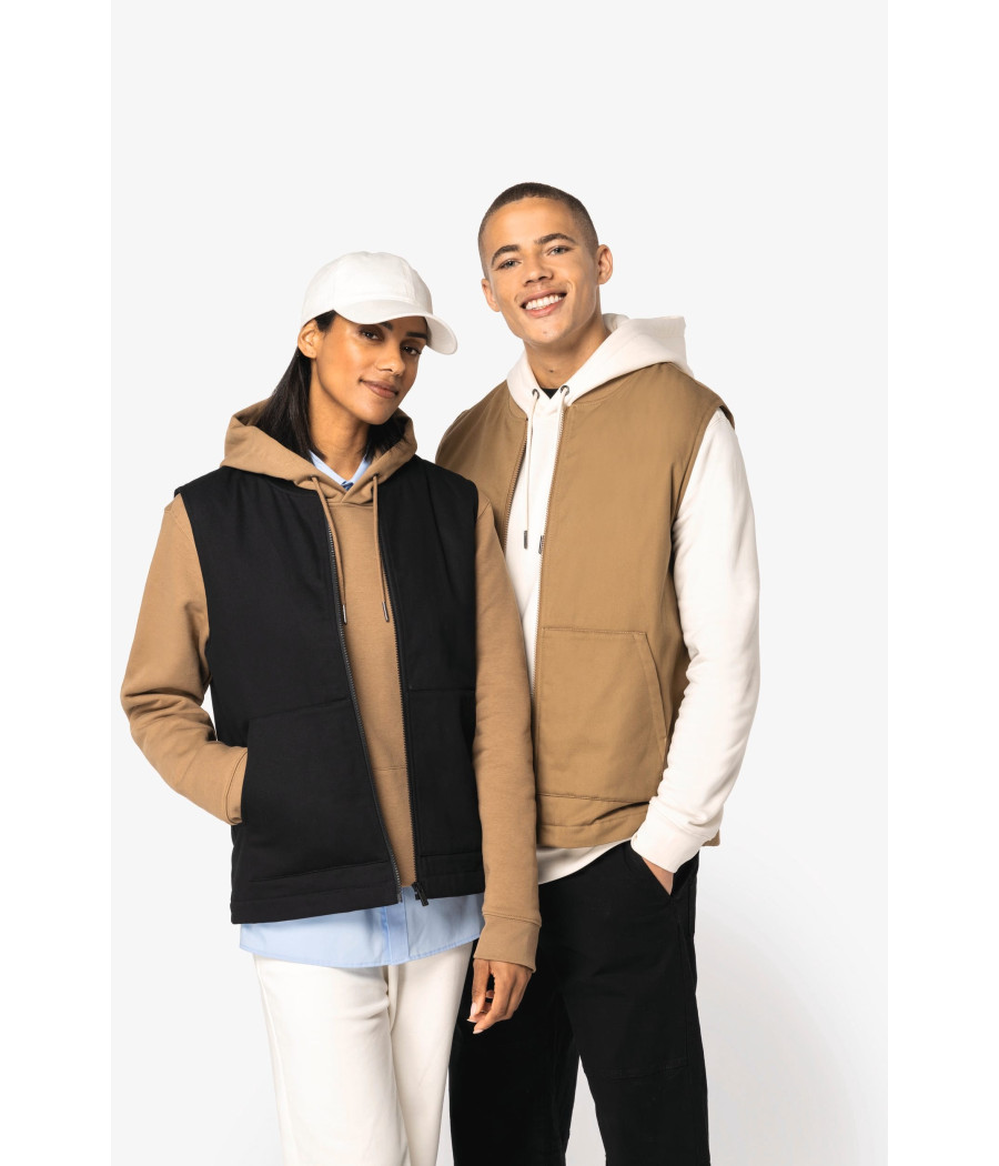 Bodywarmer rembourré en sergé écoresponsable à col teddy unisexe