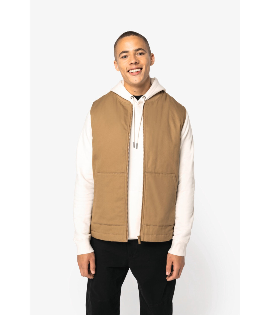 Bodywarmer rembourré en sergé écoresponsable à col teddy unisexe