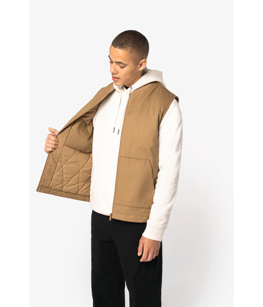 Bodywarmer rembourré en sergé écoresponsable à col teddy unisexe