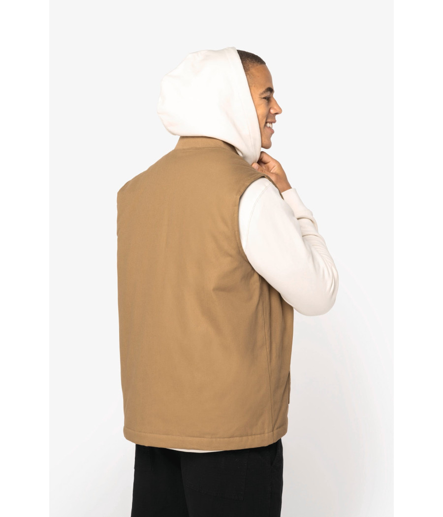 Bodywarmer rembourré en sergé écoresponsable à col teddy unisexe