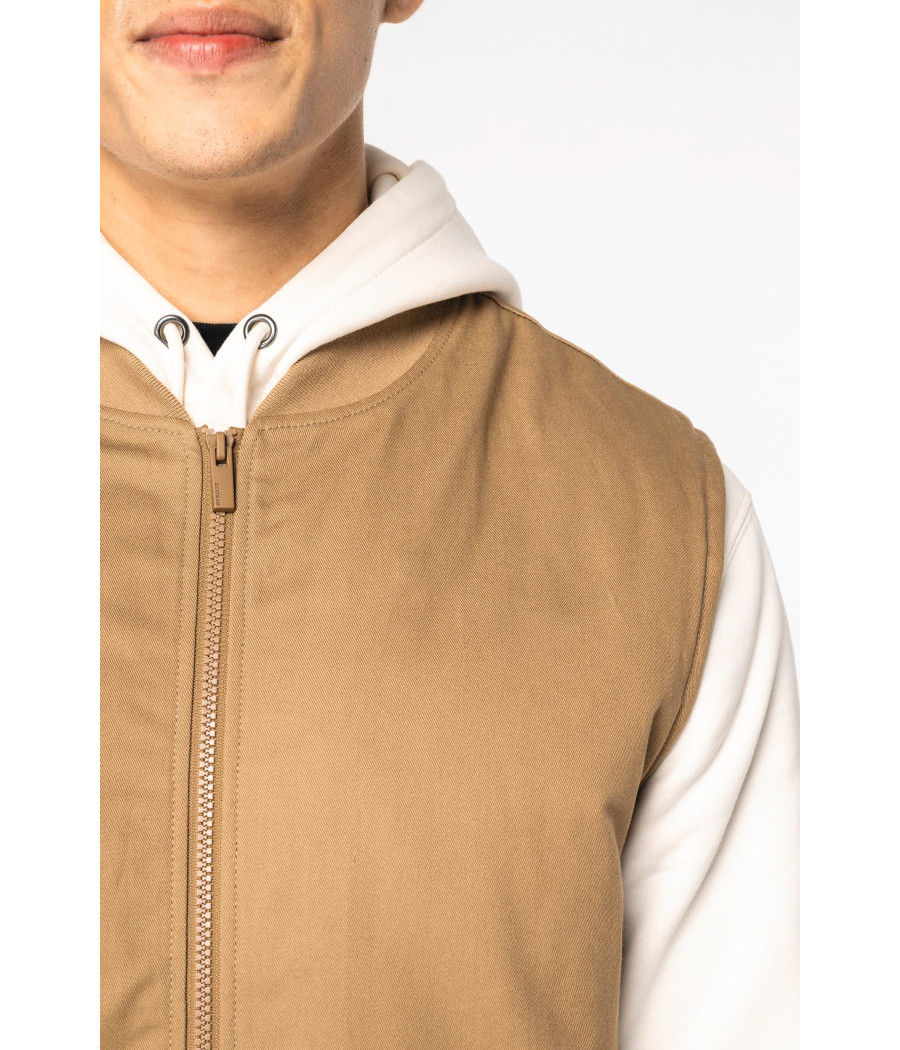 Bodywarmer rembourré en sergé écoresponsable à col teddy unisexe