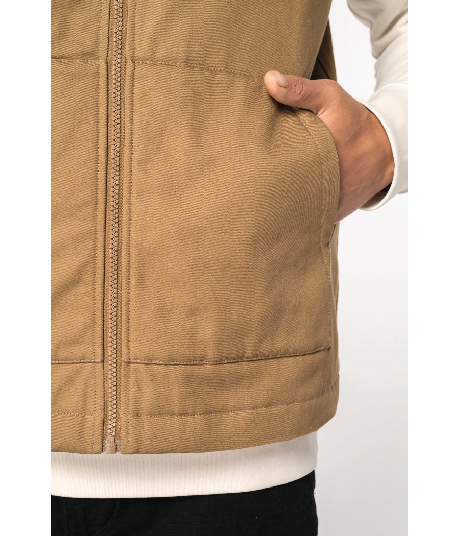 Bodywarmer rembourré en sergé écoresponsable à col teddy unisexe