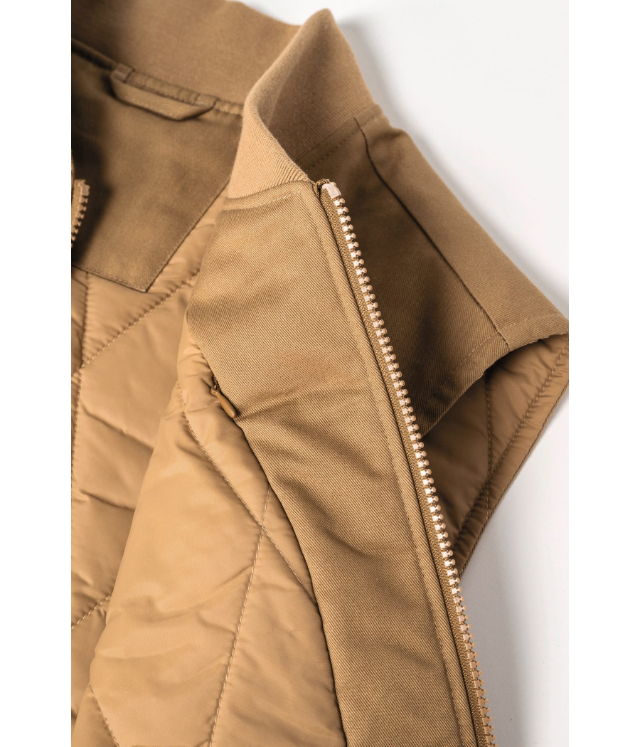 Bodywarmer rembourré en sergé écoresponsable à col teddy unisexe