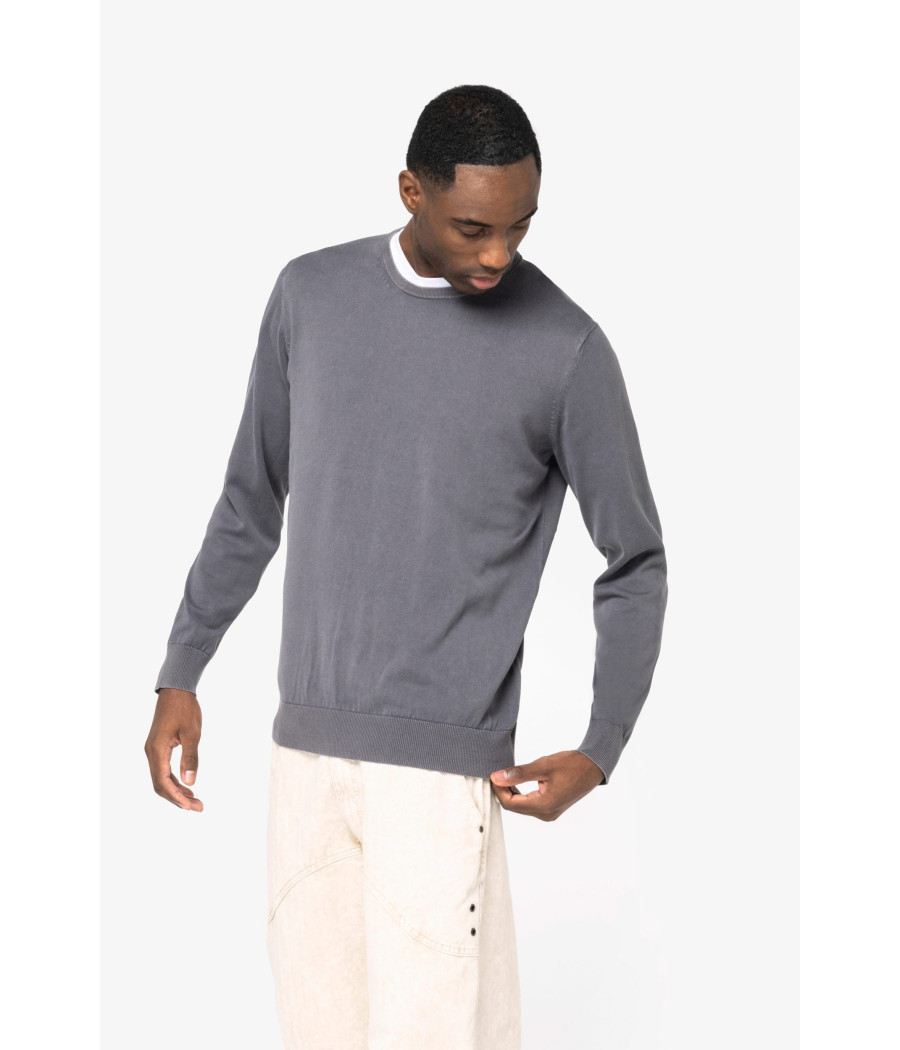 Pull écoresponsable délavé à col rond homme
