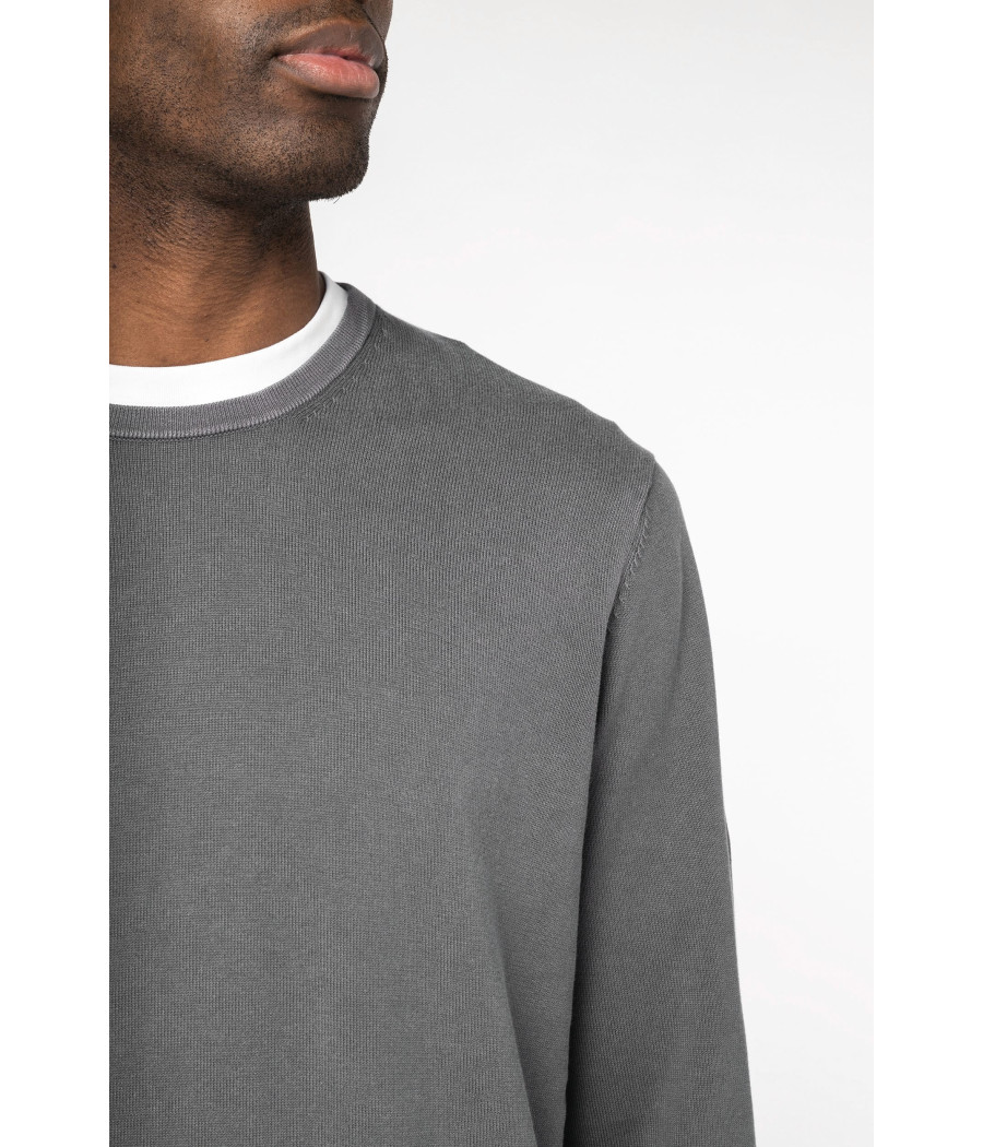 Pull écoresponsable délavé à col rond homme