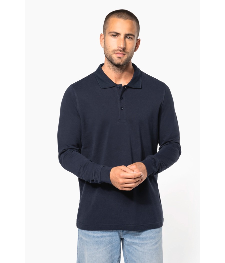 Polo piqué manches longues homme