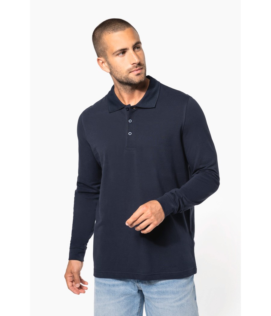 Polo piqué manches longues homme