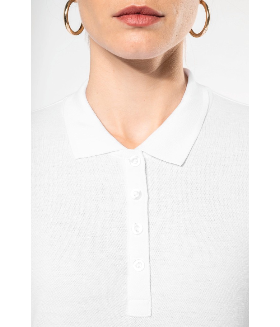 Polo piqué manches longues femme
