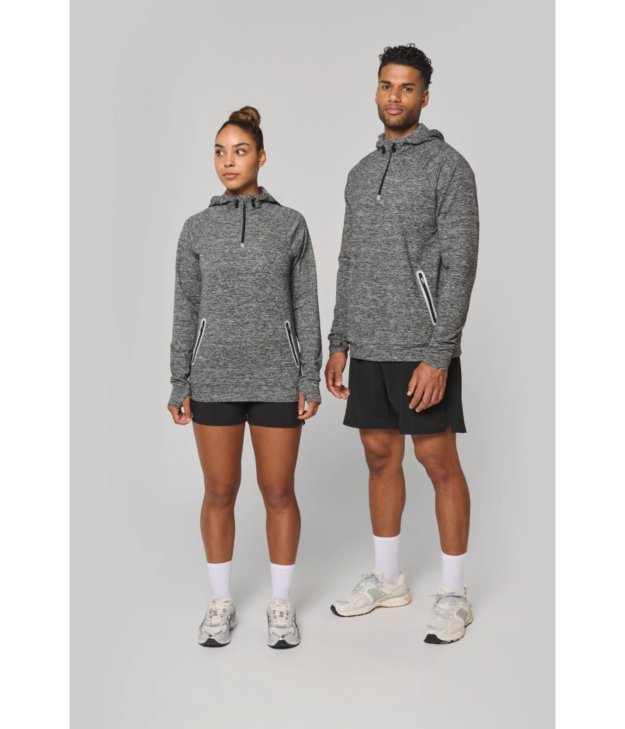 Sweat-shirt à capuche 1/4 zip sport unisexe