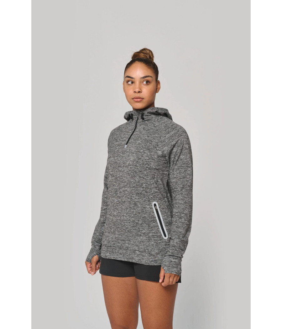 Sweat-shirt à capuche 1/4 zip sport unisexe