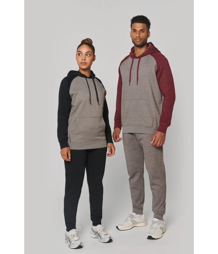 Sweat-shirt à capuche bicolore unisexe