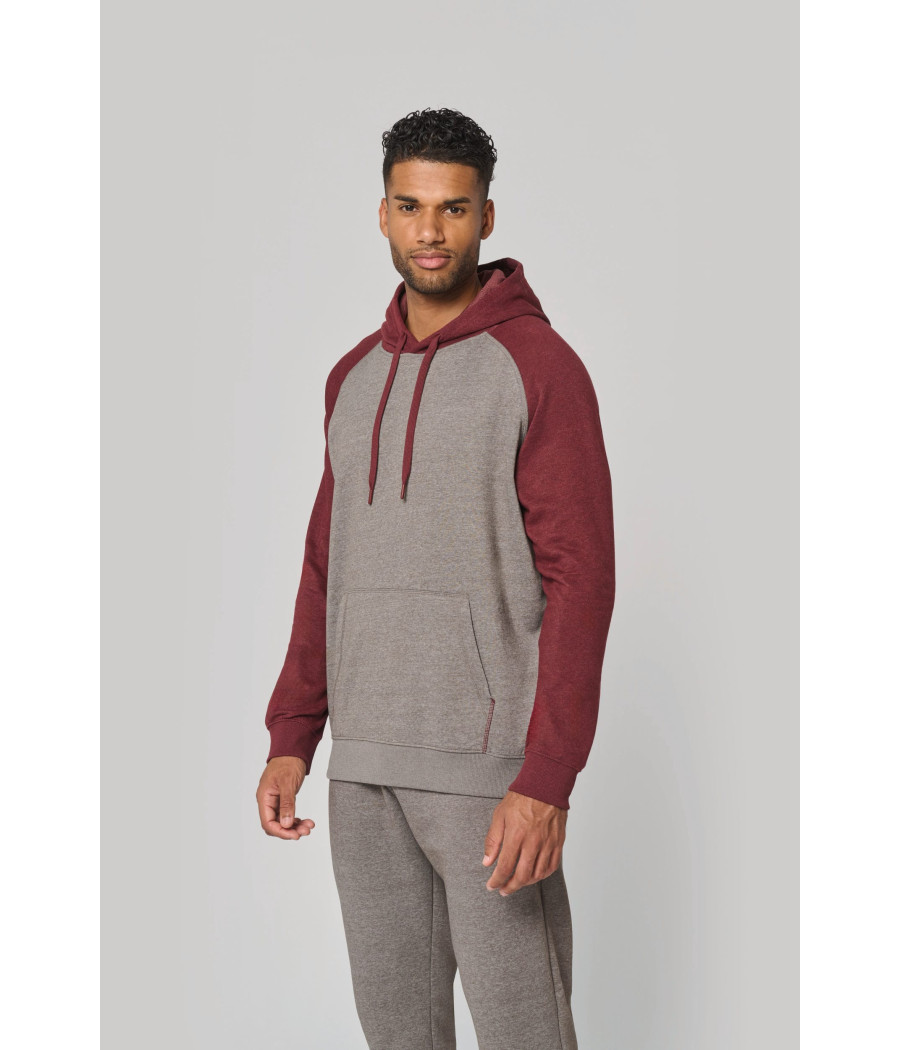 Sweat-shirt à capuche bicolore unisexe