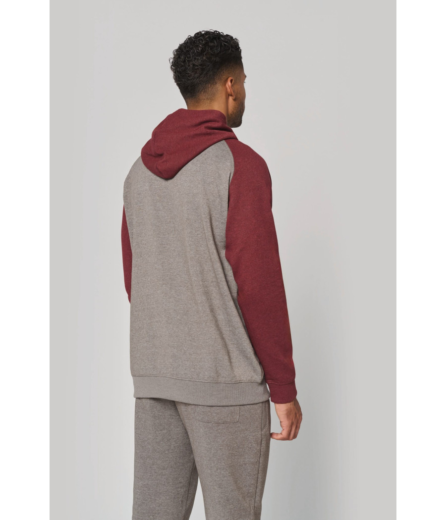 Sweat-shirt à capuche bicolore unisexe