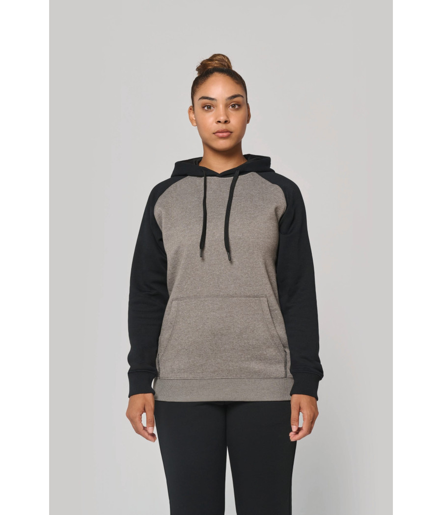 Sweat-shirt à capuche bicolore unisexe