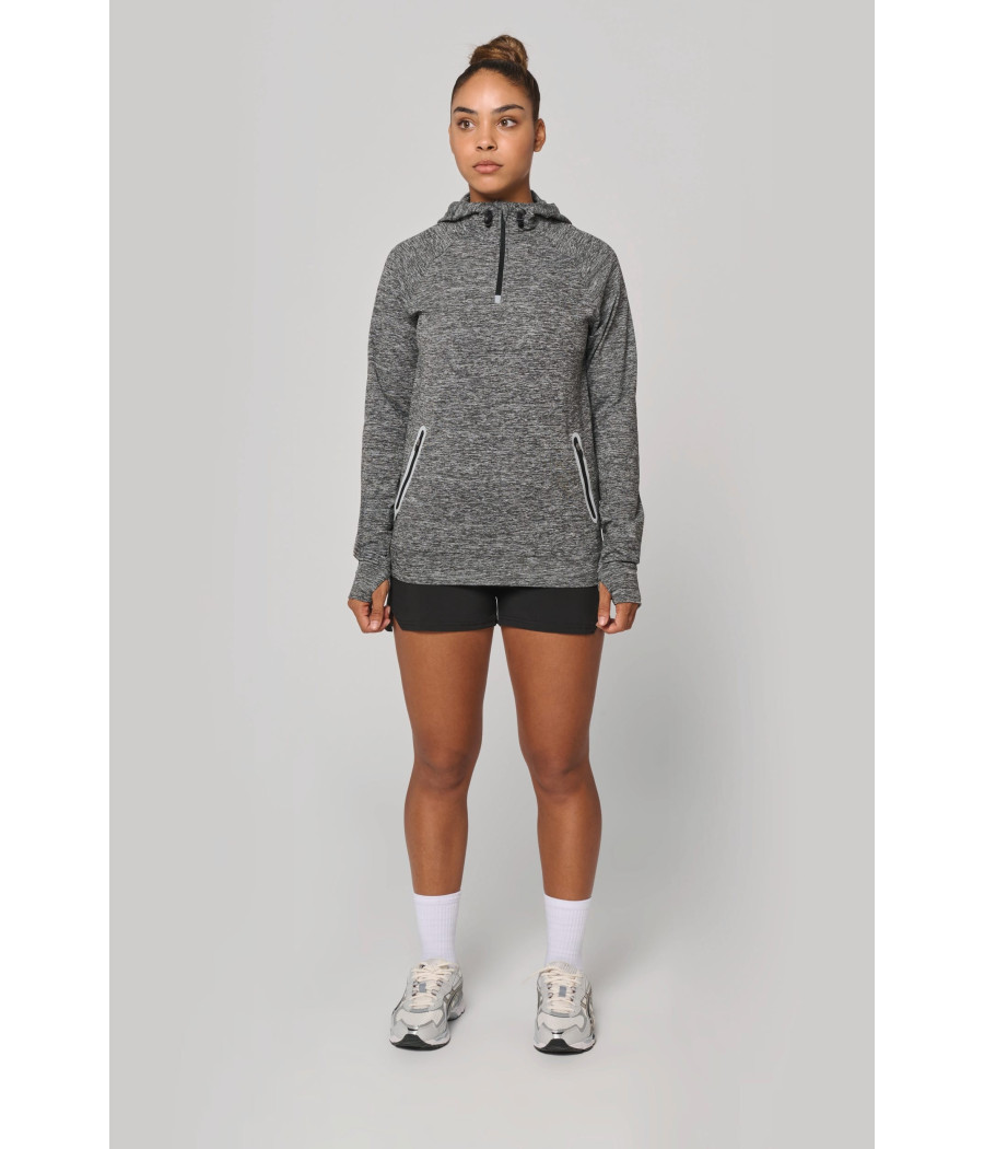 Sweat-shirt à capuche 1/4 zip sport unisexe