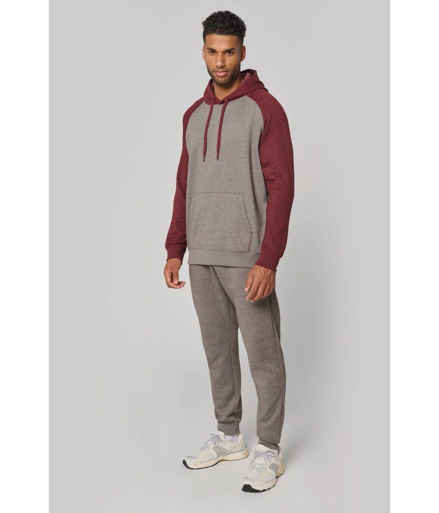 Sweat-shirt à capuche bicolore unisexe