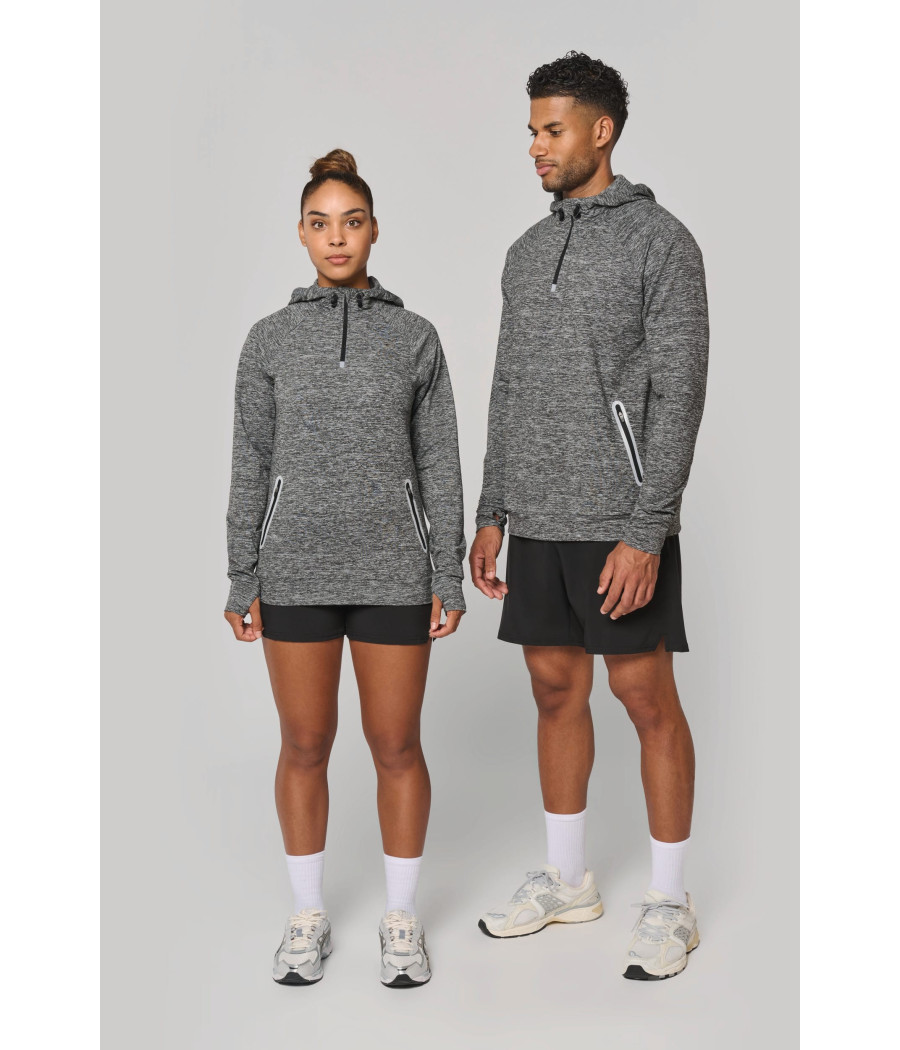 Sweat-shirt à capuche 1/4 zip sport unisexe
