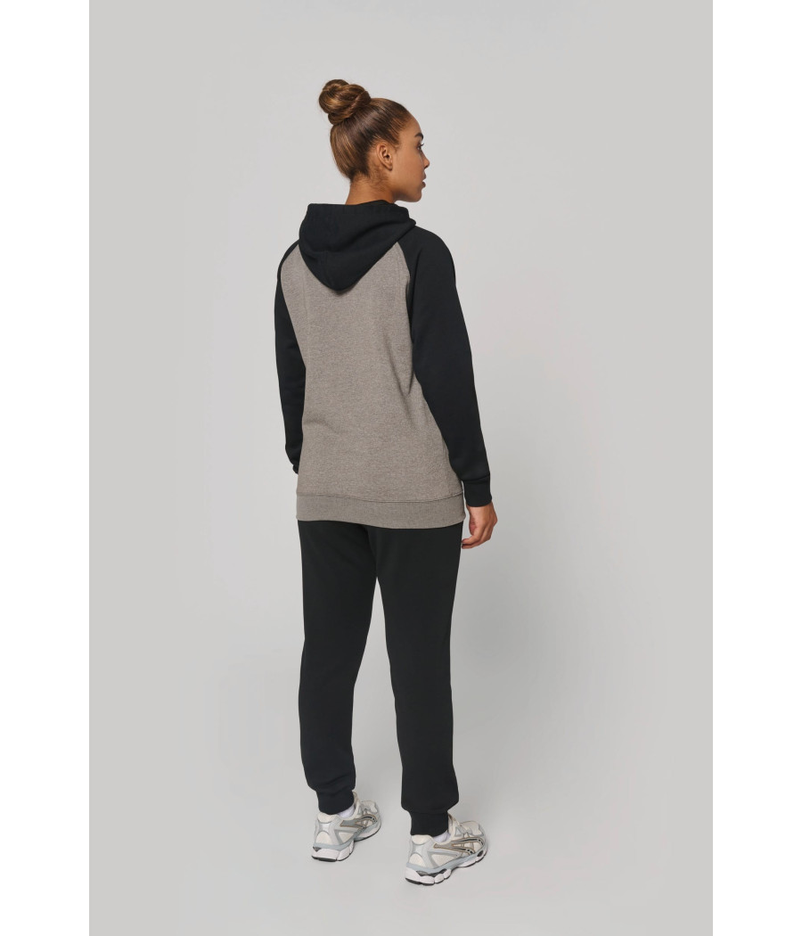 Sweat-shirt à capuche bicolore unisexe