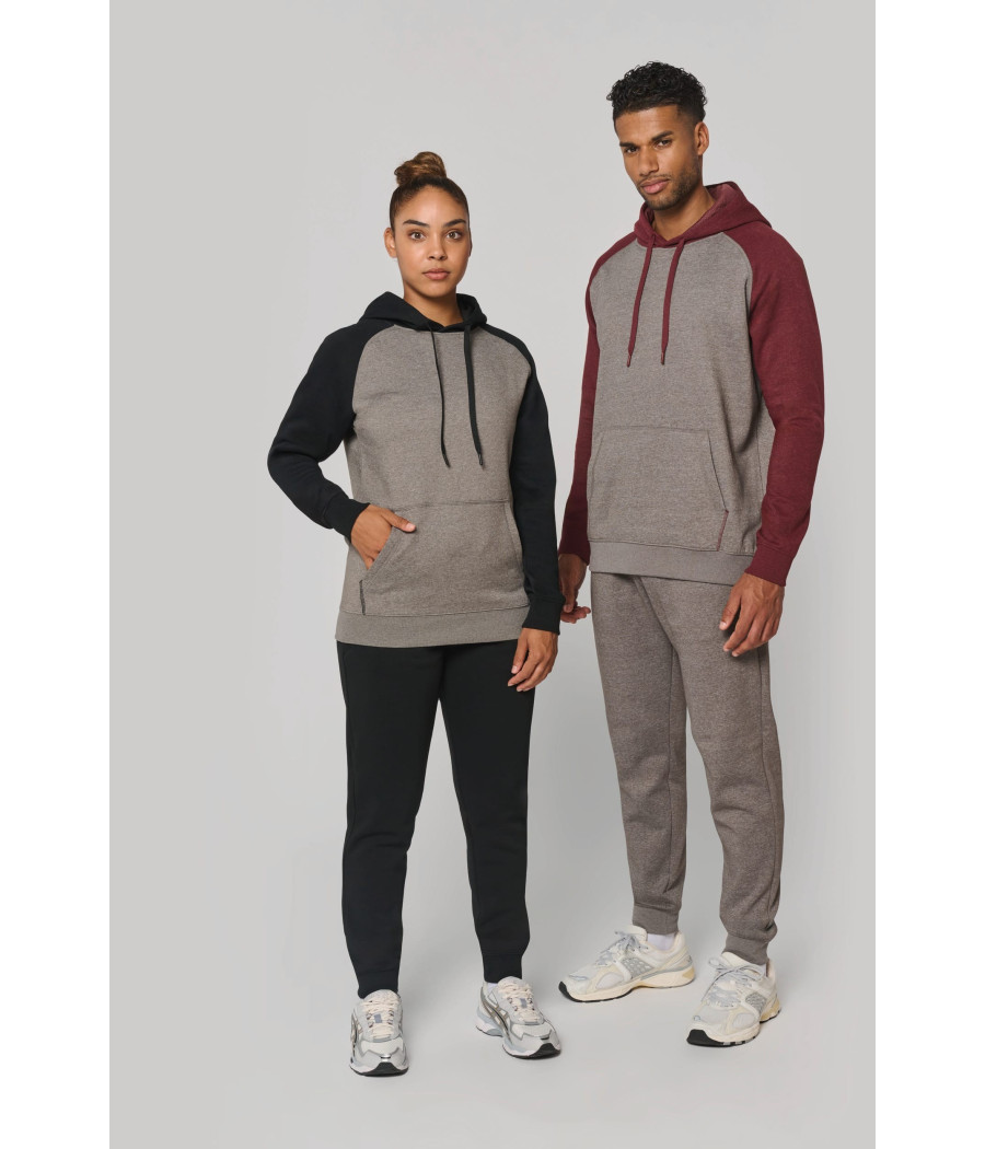 Sweat-shirt à capuche bicolore unisexe
