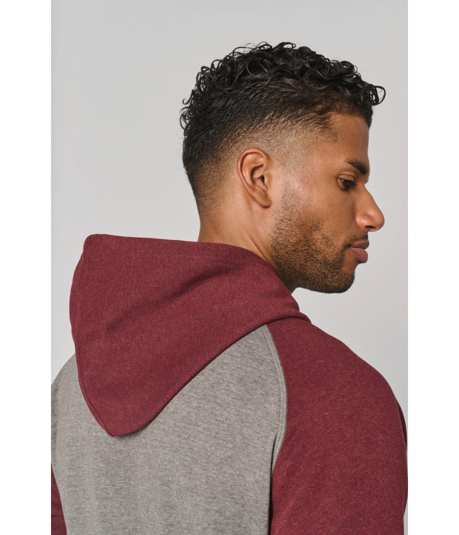 Sweat-shirt à capuche bicolore unisexe