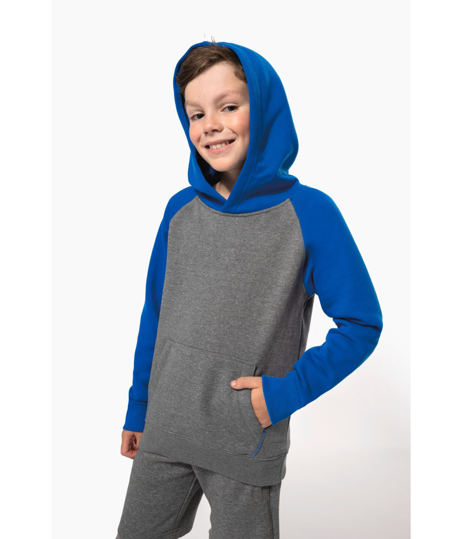 Sweat-shirt capuche bicolore enfant