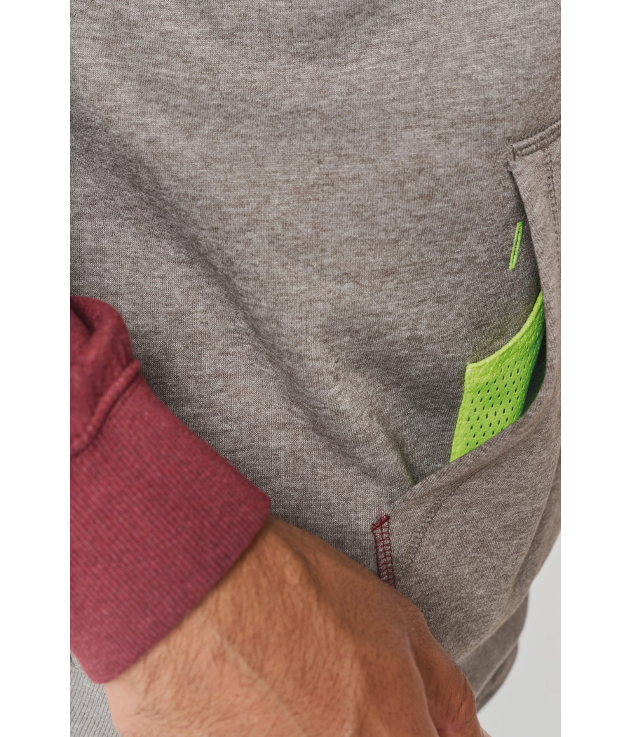 Sweat-shirt à capuche bicolore unisexe