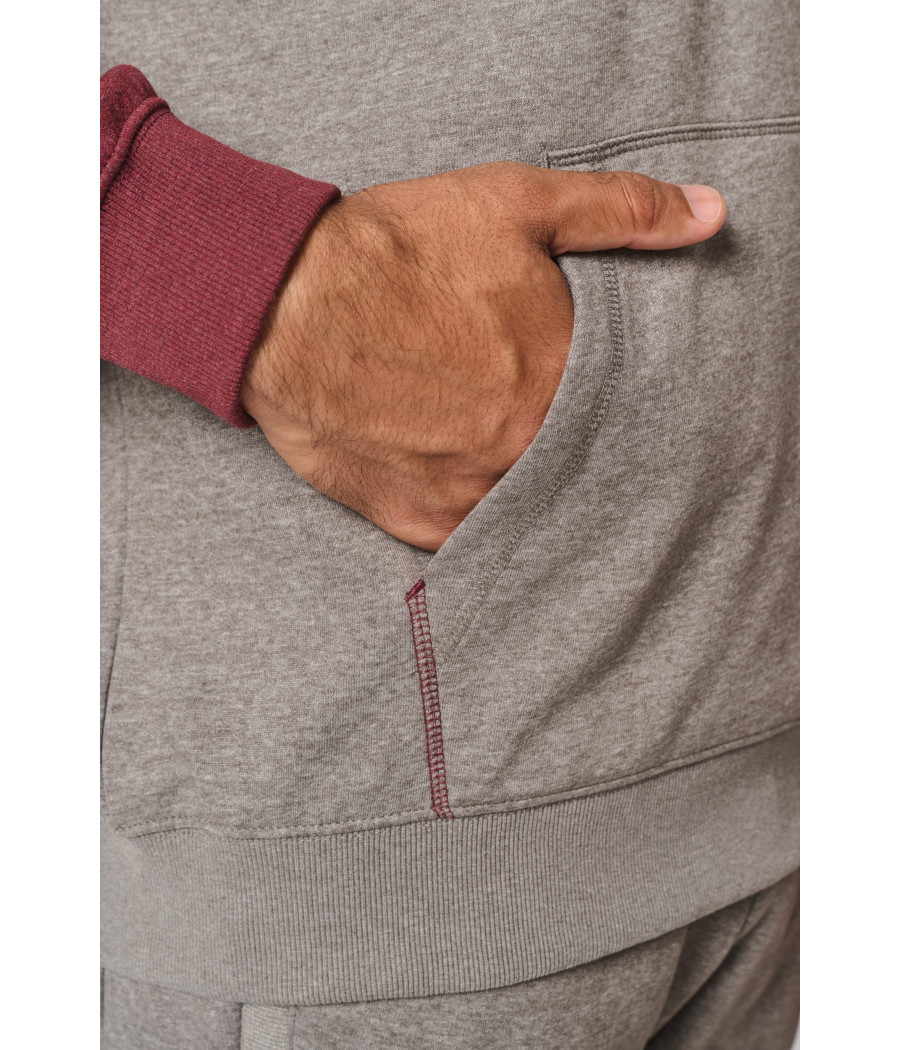 Sweat-shirt à capuche bicolore unisexe