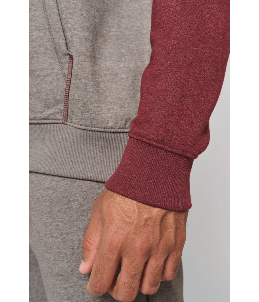 Sweat-shirt à capuche bicolore unisexe