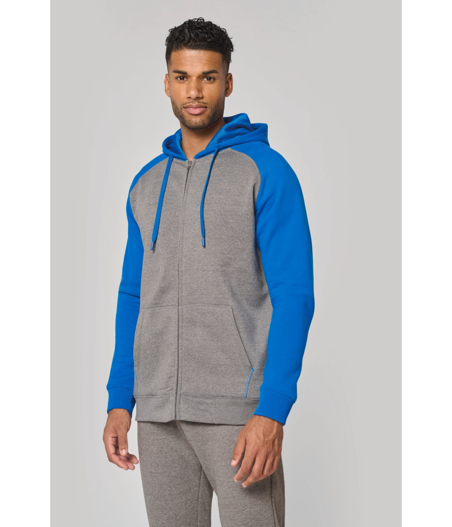 Veste molleton zippée capuche bicolore unisexe