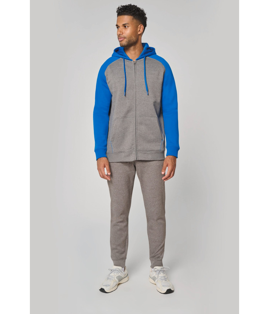 Veste molleton zippée capuche bicolore unisexe