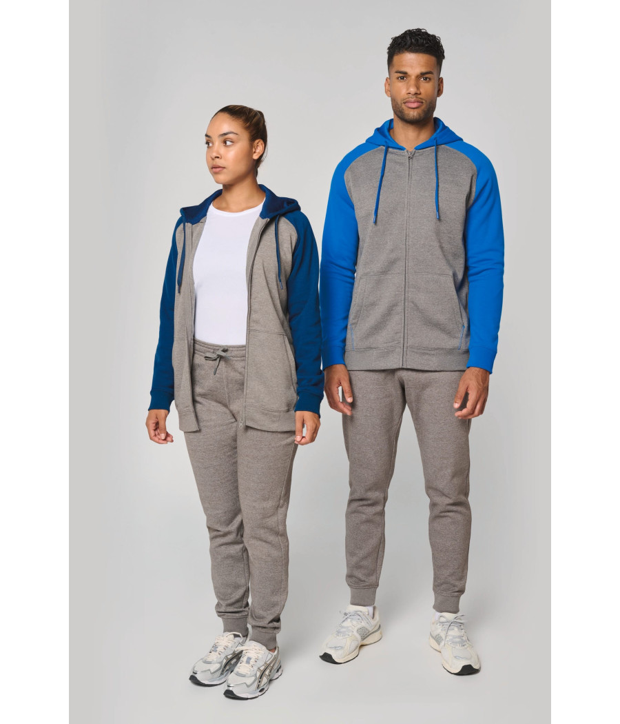 Veste molleton zippée capuche bicolore unisexe